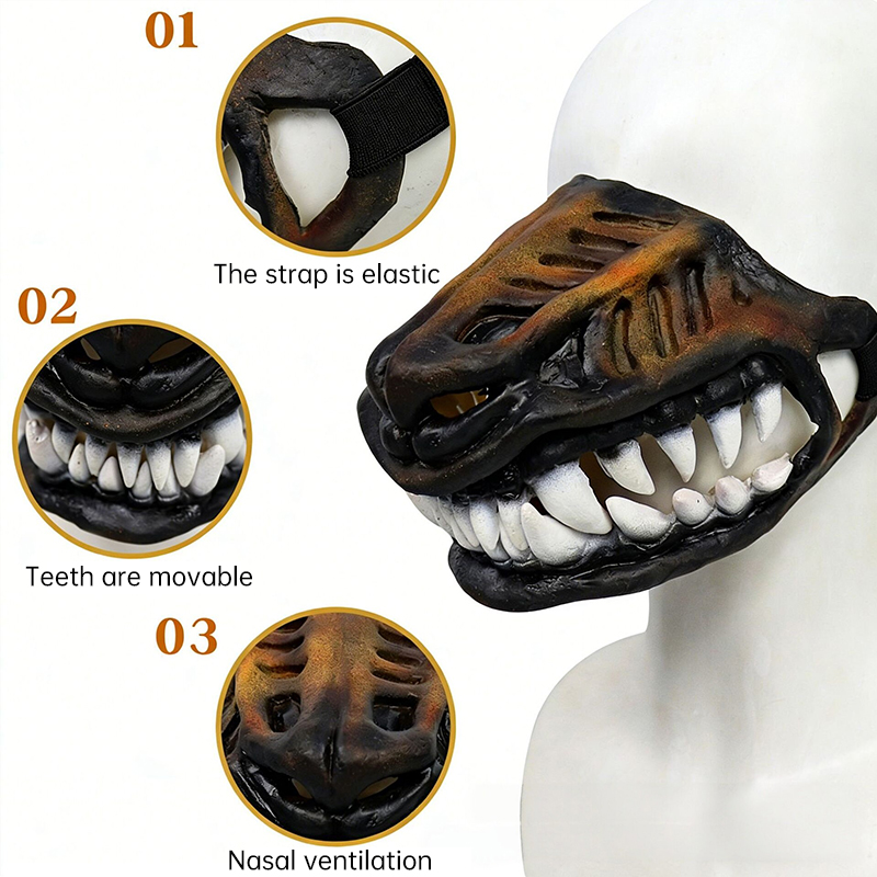 Dinosaur Dog Mask with Moving Teeth, Latex Funny Pet Hood for Halloween Cosplay & Photo Props — image 13