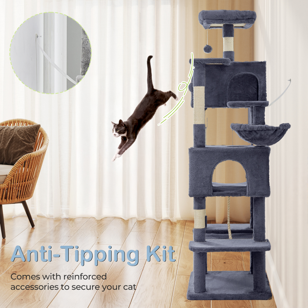 Torre para Gatos de Gran Tamaño, Plataforma Multigato con Hammock y Casa para Gatos Individuales — imagen 20