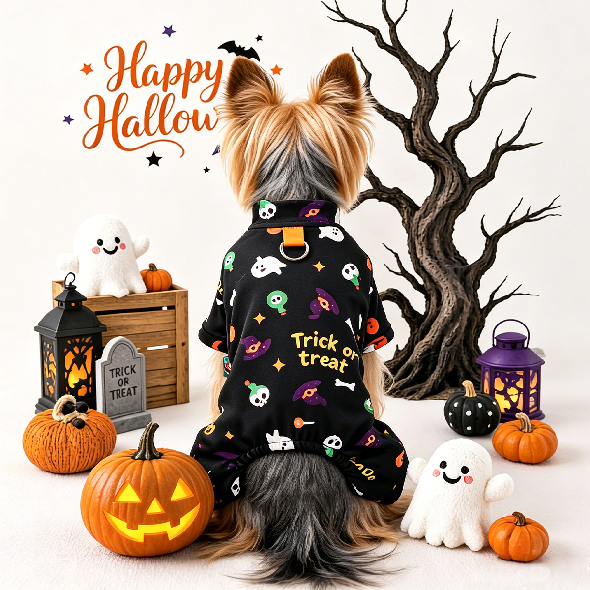 Ropa de Compañero para Perros y Gatos: Vestimenta de Halloween Floral Cómica para el Hogar — imagen 5