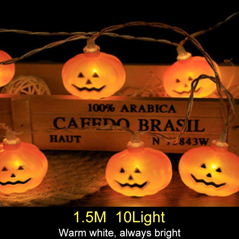 1.5m 10Led Halloween Pumpkin Ghost Skeletons Bat Spider Led Light String Festival Home Bar Party Decor Halloween Ornament — image 7