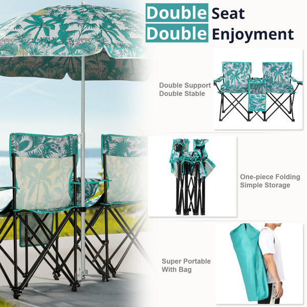 Pineapple Pattern Fishing Chair Iron Bracket Oxford Cloth 85kg With Sun Umbrella — imagen 9