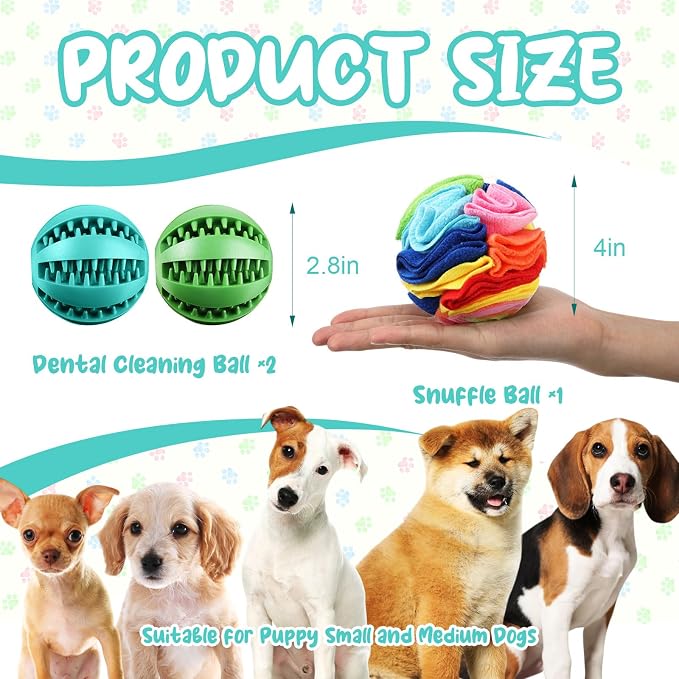 3-Piece Puppy Chew & Snuffle Toy Set With Treat Balls, Interactive Foraging Training Toys For Small And Medium Dogs — image 6