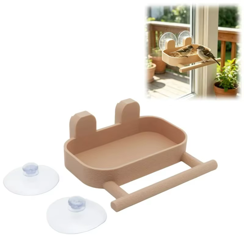 Transparent Window Bird Feeder with Seed Tray And Perch Strong Suction Cup Design for Small Wild Birds Plastic Outdoor Garden Ba — image 4