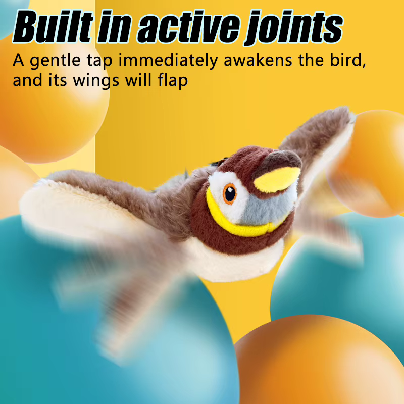 Juguetes Interactivos de Pájaro con Cenicero para Gatos Rechargeable Simulación de Aves Concha de Plush Suave para Mascotas — imagen 3