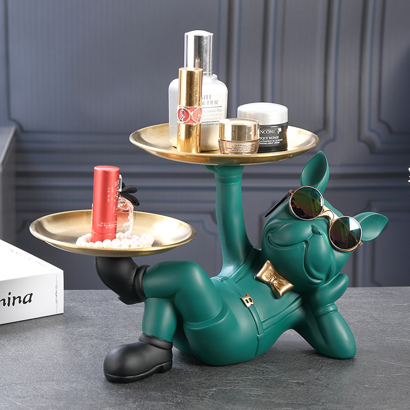 Creative Wealth Dog Ornament Entrance Key Storage Tray Desktop Candy Plate Home Decoration — image 2
