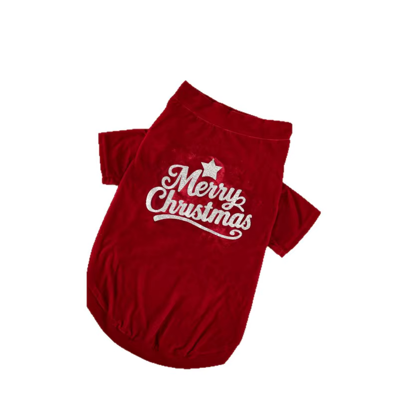 Chaqueta de Satén Clásica con Secuencias Rojas y Verdes para Navidad, Ambiente Invernal para Mascotas Caninas M, L — imagen 5