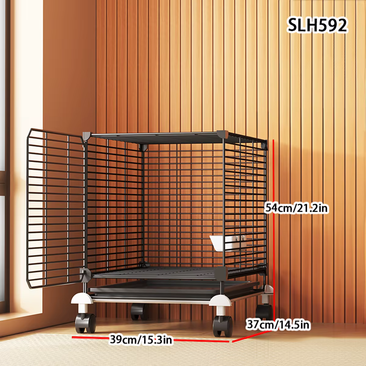 Bird Cage Parrot Cage for Home Use with Toilet Tray, Wheels, Large Size for Cockatiels, Budgerigars, Lovebirds, Mynas, Finches, Black Iron Mesh Multi-Layer Pigeon Cage — image 2