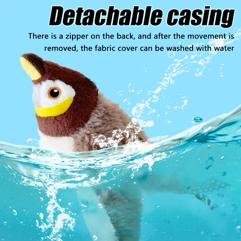 Juguetes Interactivos de Pájaro con Cenicero para Gatos Rechargeable Simulación de Aves Concha de Plush Suave para Mascotas — imagen 6