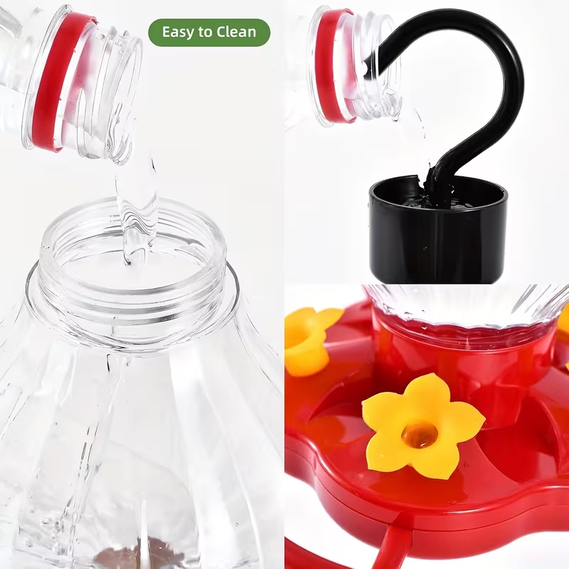 Hanging Hummingbird Feeder – 5 Flower Ports with Perches, Outdoor Garden Bird Water Dispenser — image 7