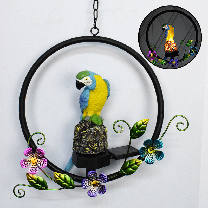 Owl Solar Resin Wrought Iron Hanging Light Outdoor Garden Wind Chime Light LED Landscape Decoration Pendant Light — image 9