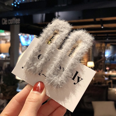 Par de Broches Geométricos Cuadrados Estilo Coreano Minimalista de Pelo Sintético Tipo Conejo, Broche Para Cabello Femenino, Accesorios Para el Cabello — imagen 10
