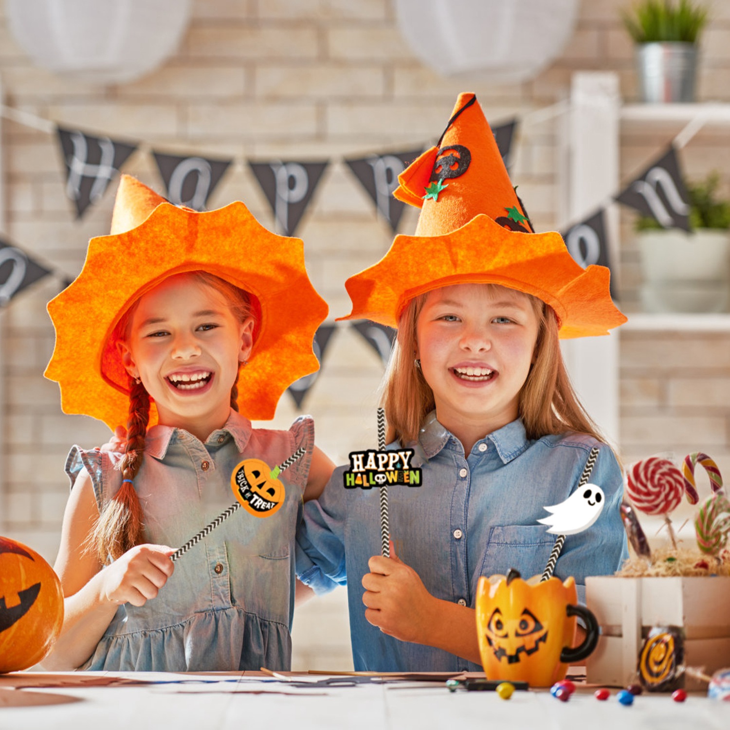 Set Of 25Pcs Halloween Party Striped Decorative Straws Disposable Drinking Straws Paper Straw Decor Happy Halloween Ghost Lantern Black Cat Halloween Party Supplies — image 6