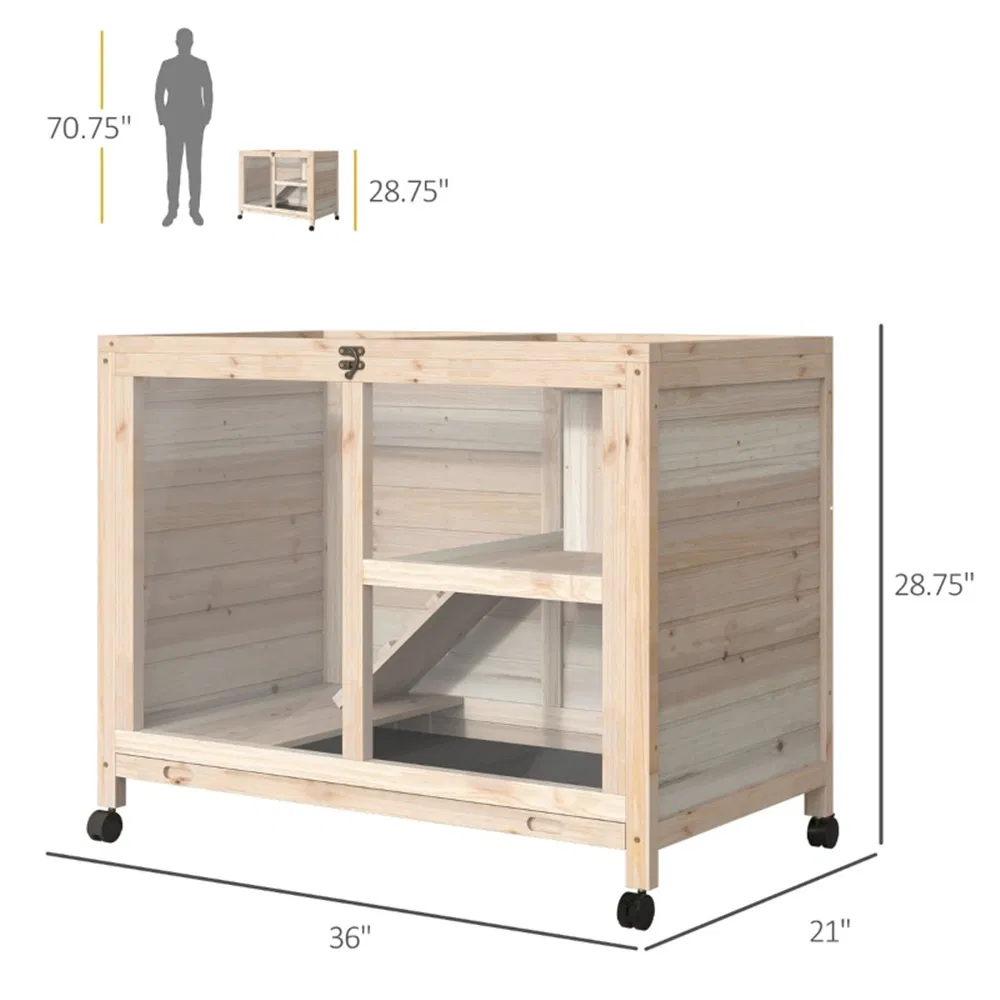 Pet cage /Wood Rabbit Hutch-Natural — image 6