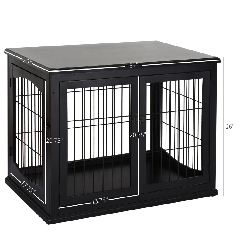 Caja de Muebles para Perros, Cárcel para Puppies con 2 Puertas y Cerradura, Mesa de Fin de Silla, Negro — imagen 1