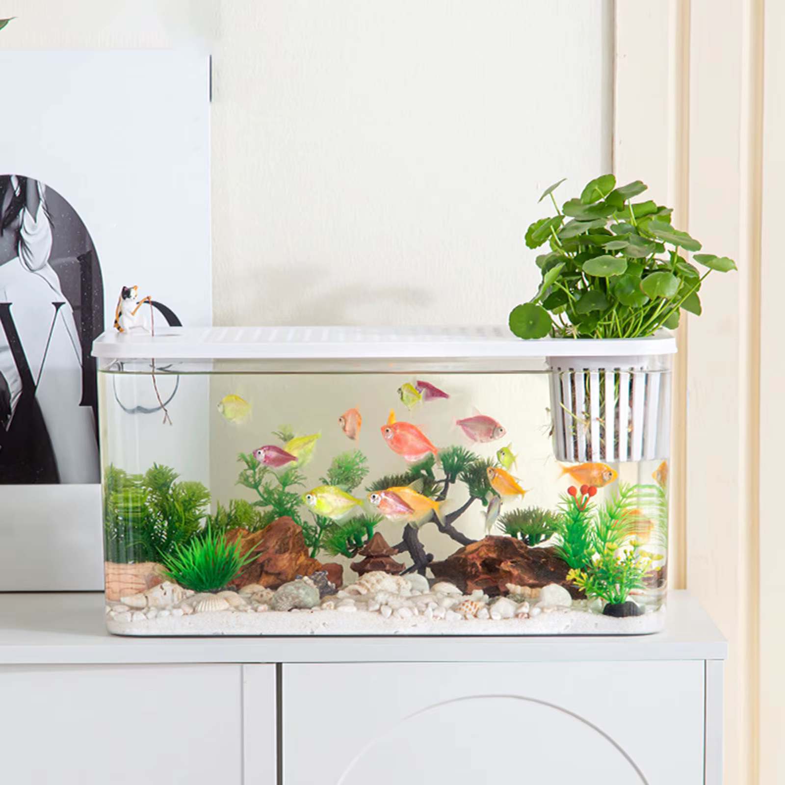Reptile Terrarium Clear View Breeding Tank Habitat Cage Small Fish Tank Feeding Box for Betta Fish Crayfish Snake Chameleon — image 4