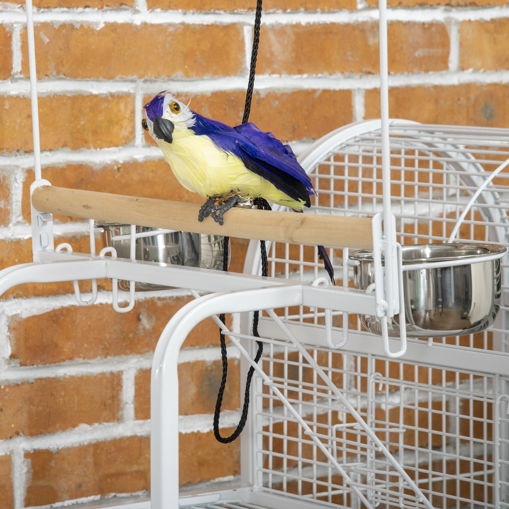 Jaula Grande para Loros de 55" con Ganchos para Juguetes sobre la Percha Superior, Bandeja, Comederos y Base con Ruedas, Jaula para Cacatúas, Periquitos y Agapornis — imagen 2