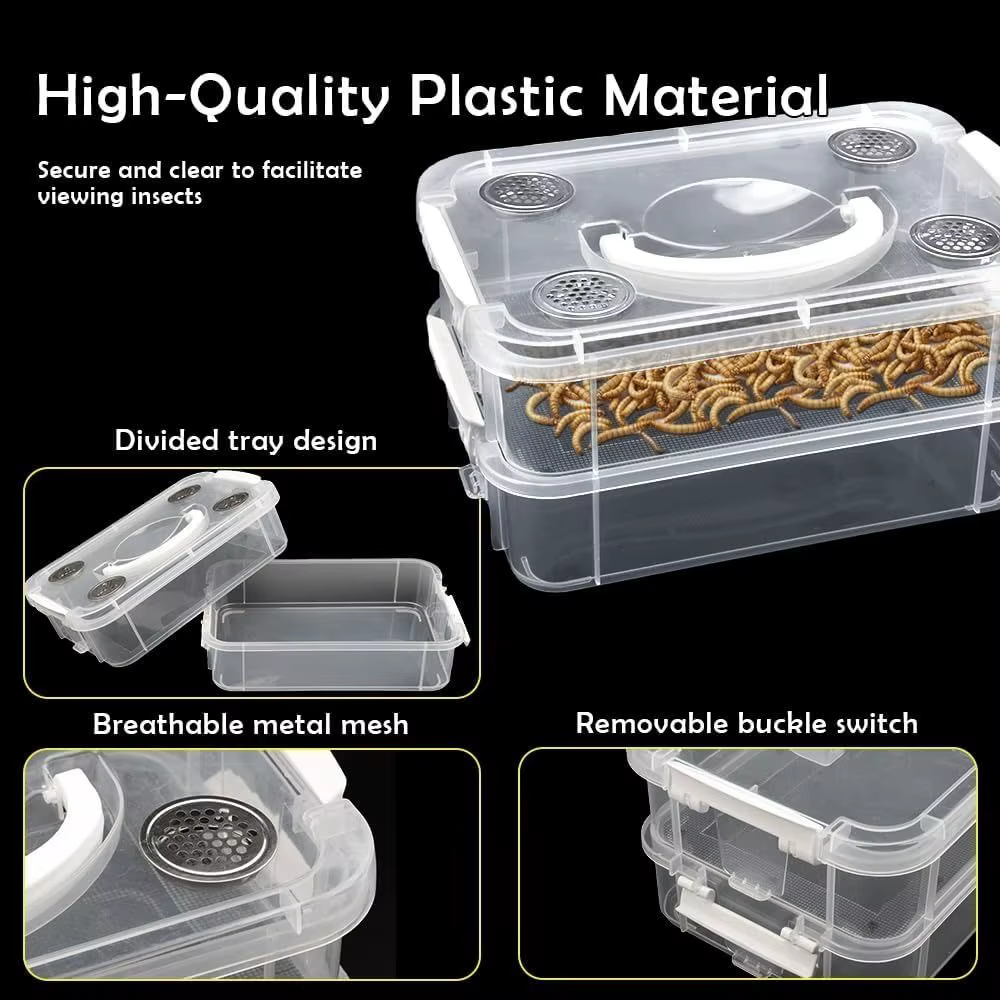 Transparent Mealworm Breeding Box Moisture-proof Double-Layer Corn Worm Feeding Farm Bin Odor Control Screening Feces Breeding — image 4