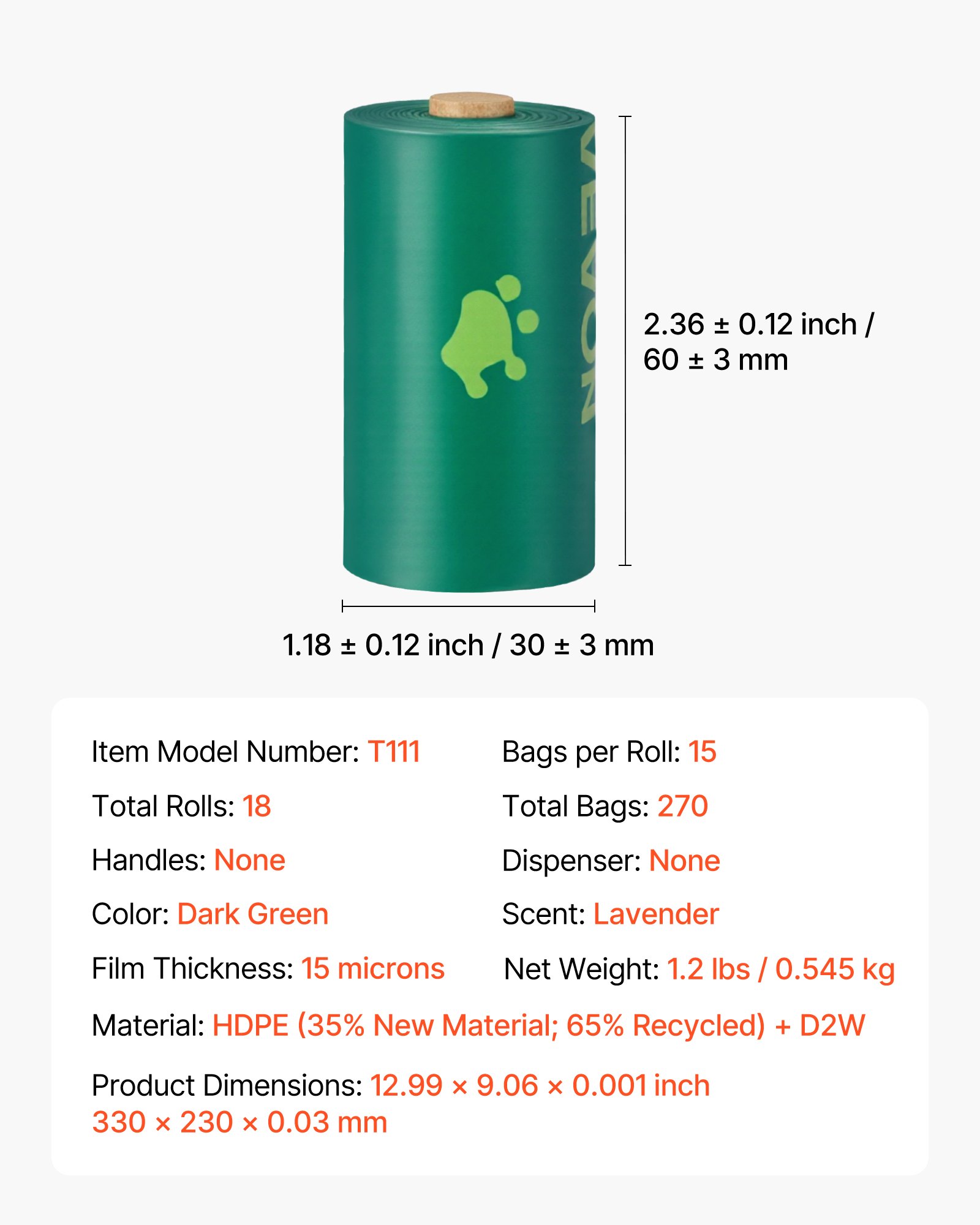 Bolsas de Limpieza para Excremento Canino Grosor Rollo de Repuesto 270PCS Aromatizadas con Lavanda Biodegradables — imagen 10