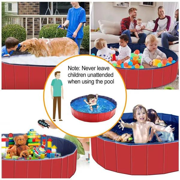 Piscina Portátil para Mascotas de PVC Plegable Baño de Perros y Gatos Playa Acuática — imagen 2