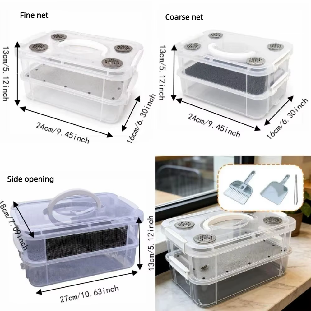 Transparent Mealworm Breeding Box Moisture-proof Double-Layer Corn Worm Feeding Farm Bin Odor Control Screening Feces Breeding — image 6