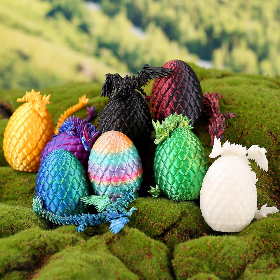 8 Pack 3D Printed Easter Dragon Eggs With Articulated Dragon Inside Mini Crystal Dragon Fidget Toys Mystery Mythical Animal Surprise Toys — image 5