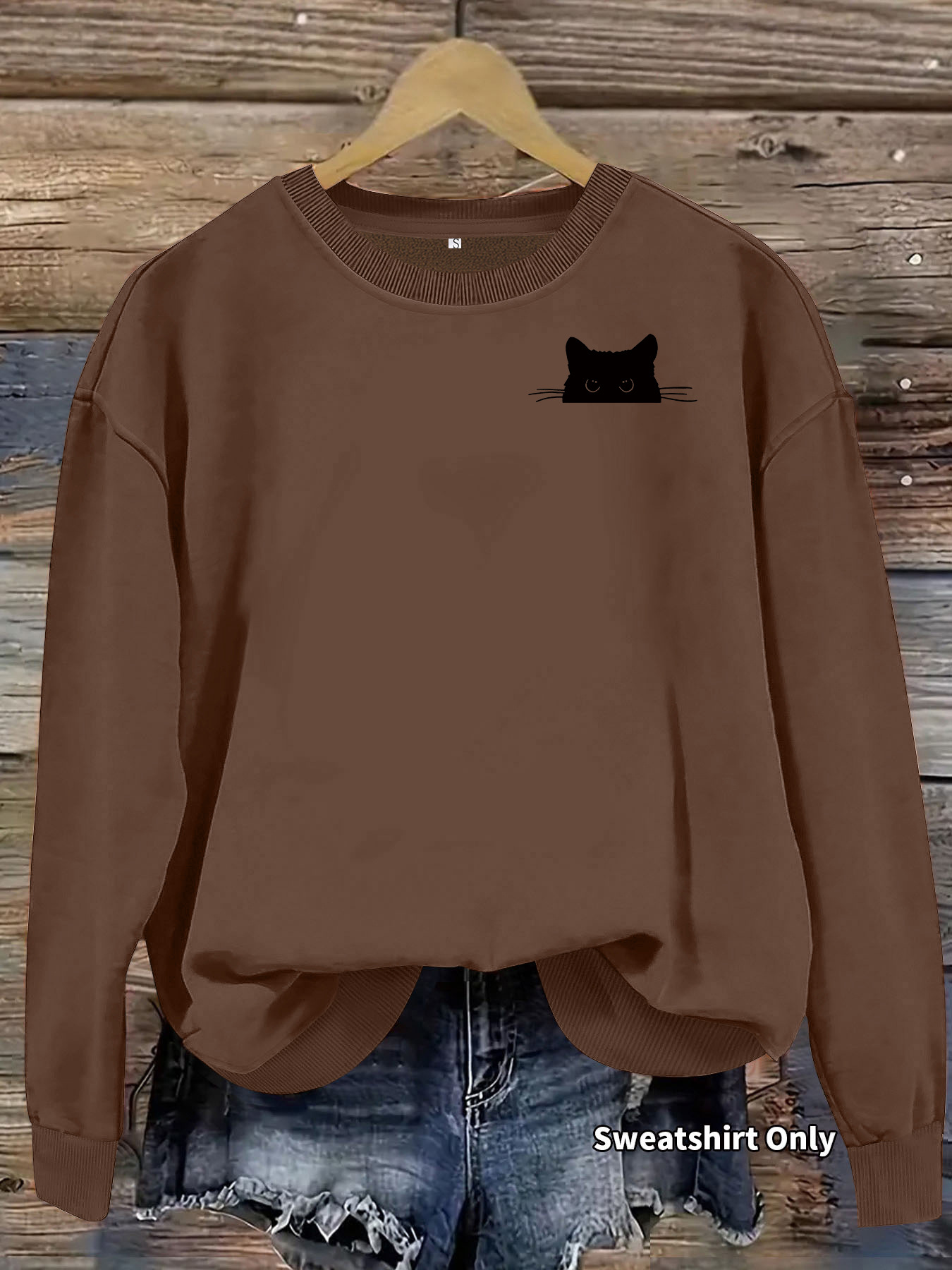 Black cat printed fleece hoodie — image 13