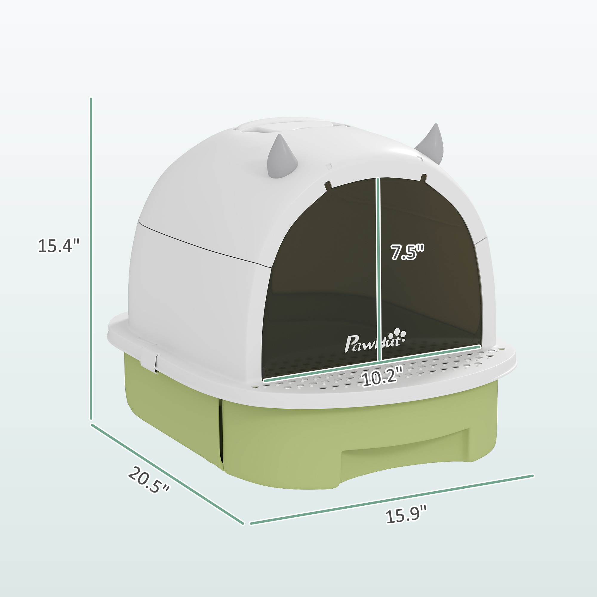 Covered Cat Litter Box With Lid, Scoop, Deodorizing Bags For Odor Control, Privacy, Easy To Clean, Green — imagen 3