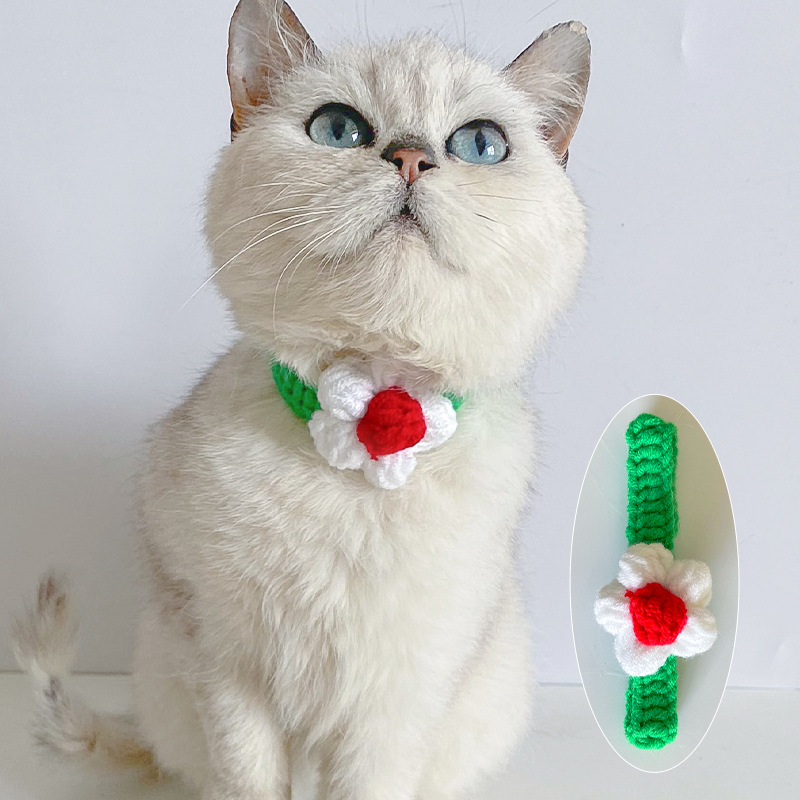 Pet Wool Knitted Collar Cat Dog Cute Collar Knitted Necklace Silent Adjustable British Short Dog — image 12