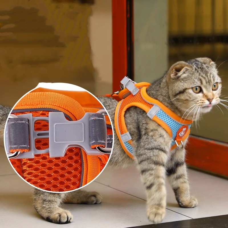 Pet dog leash traction rope reflective chest and back dog leash small dog leash cat leash anti loosening not strangling the neck — image 4