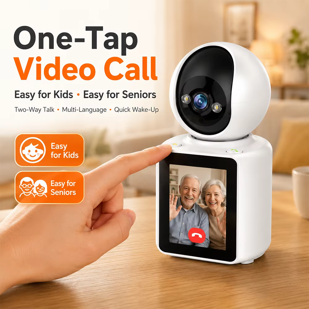2MP WiFi Indoor Security Camera with 2.8in Screen Two Way Video Call Motion Tracking Night Vision ICSEE App Baby Pet Monitor P2P — imagen 3