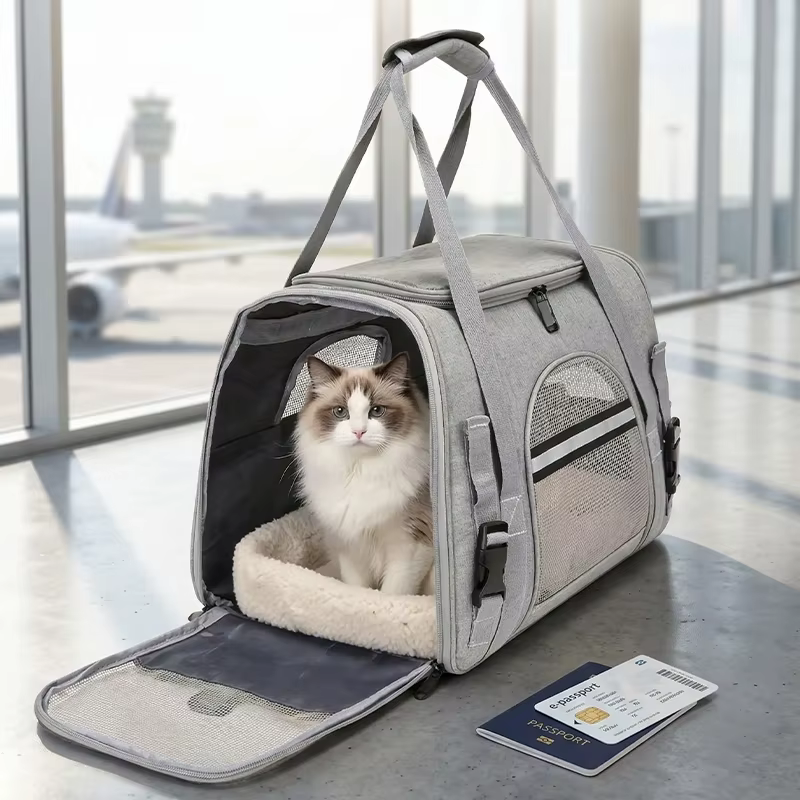 Transportador de mascotas de lado suave para gatos grandes y medianos, transportador de perros para gatos grandes y medianos y cachorros, viaje cómodo sin jaula — imagen 1