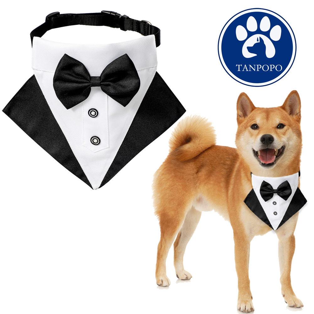 TANPOPO British style wedding suit dog bibs wedding triangle scarf pet scarf — image 1