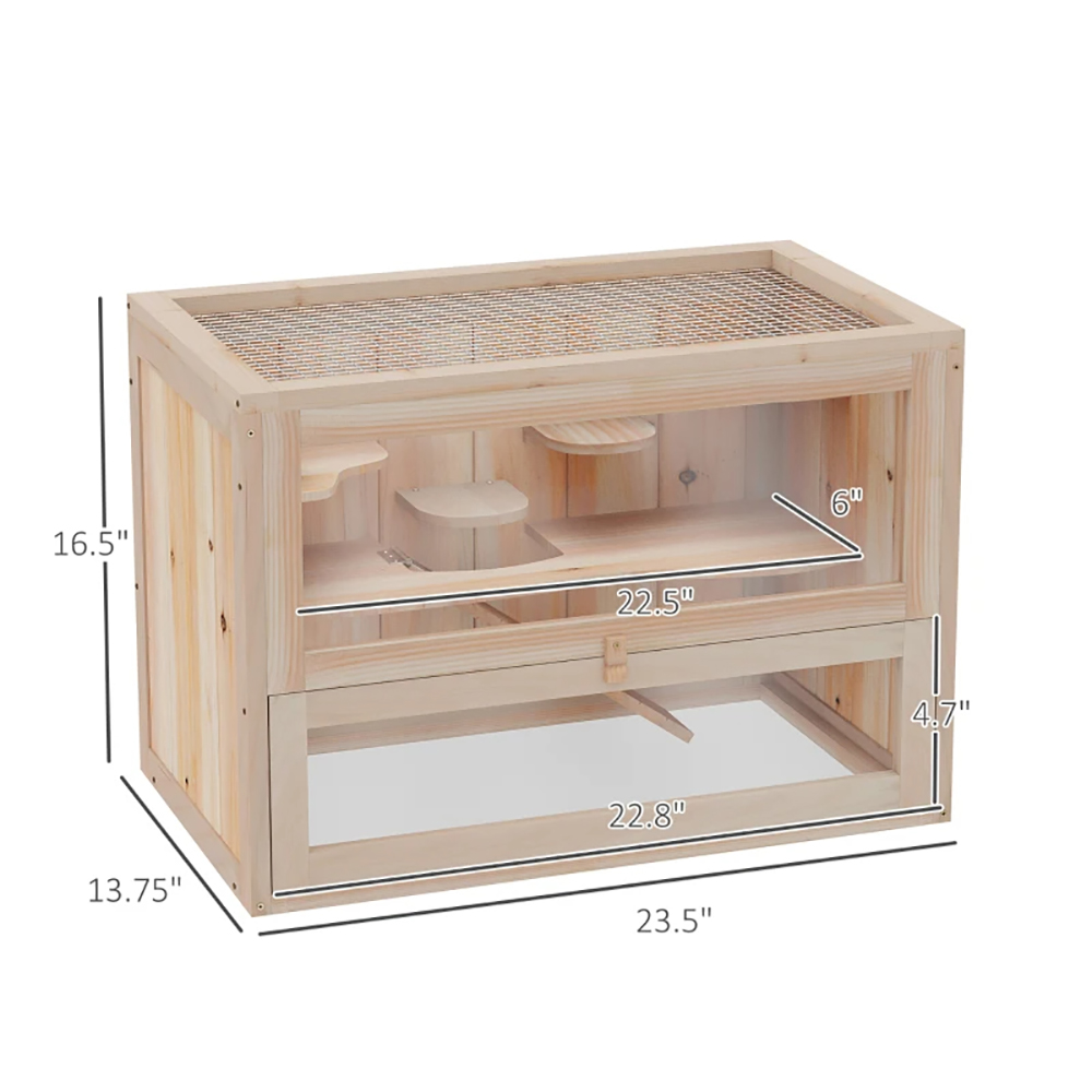2-Level Hamster Cage Mice And Rat House, With Openable Top, Front Door, Shelf And Ladder For Hamsters, Mice And Other Small Rodents Ramps — image 10
