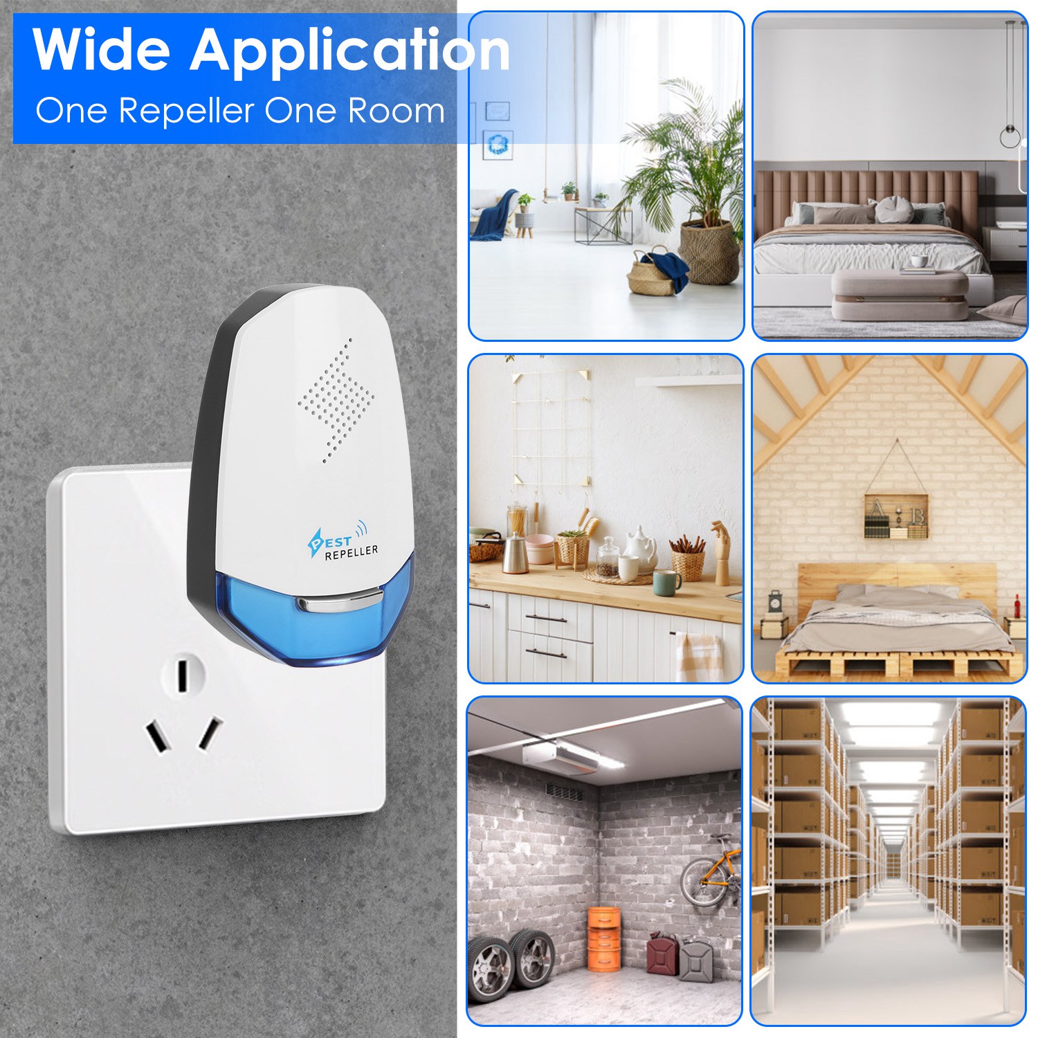 2 Pack Ultrasonic Pest Repeller With Night Light Plug In Pest Mice Repellent Indoor Roach Bed Bug Mouse Rodent Mosquito Killer For Bedroom Garage Warehouse Office For Spring Summer — image 3