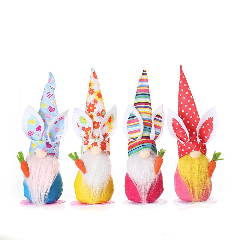 Nuevos decorados de Pascua muñeco de conejo con cara de nabo y enano sin rostro para decoración de ventana — imagen 5