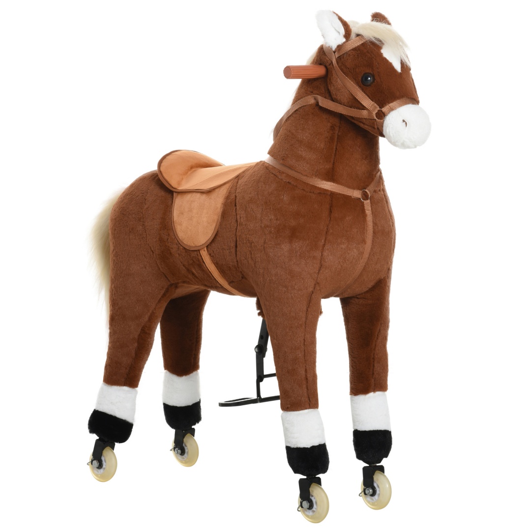 Qaba Kids Ride-on Walking Horse With Easy Rolling Wheels, Soft Huggable Body, & A Large Size For Kids 5-16 Years — image 20
