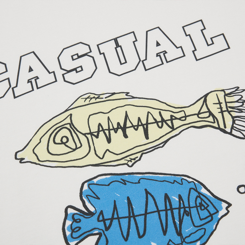 Painting graffiti fish cartoon short sleeved T-shirt — image 4