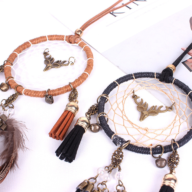 Car Pendant Deer Head Dream Catcher Car Creative Car Interior Decoration Rearview Mirror Pendant — image 2