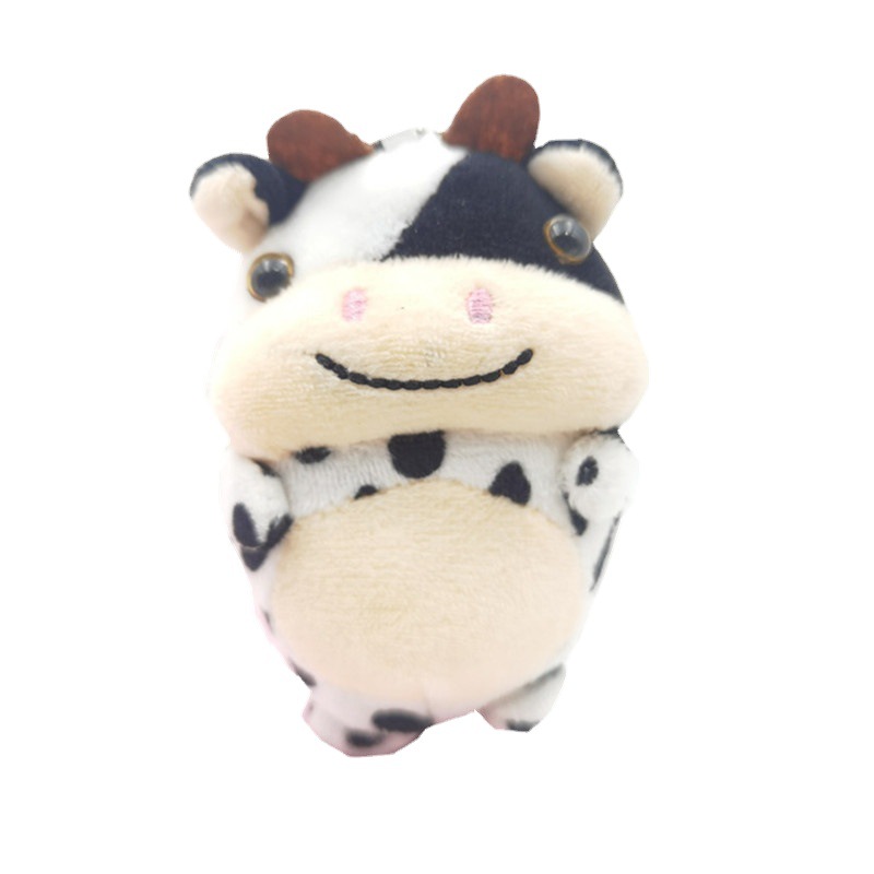 Cute Little Cow Plush Pendant Bag Key Accessories Toy Black And White Spotted Cow Souvenir Pendant — image 5