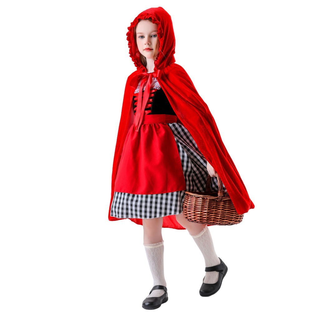 Halloween Children's Costume Little Red Riding Hood and Big Bad Wolf Performance Outfit Cosplay Dress Set Children's Festival Costume — image 5
