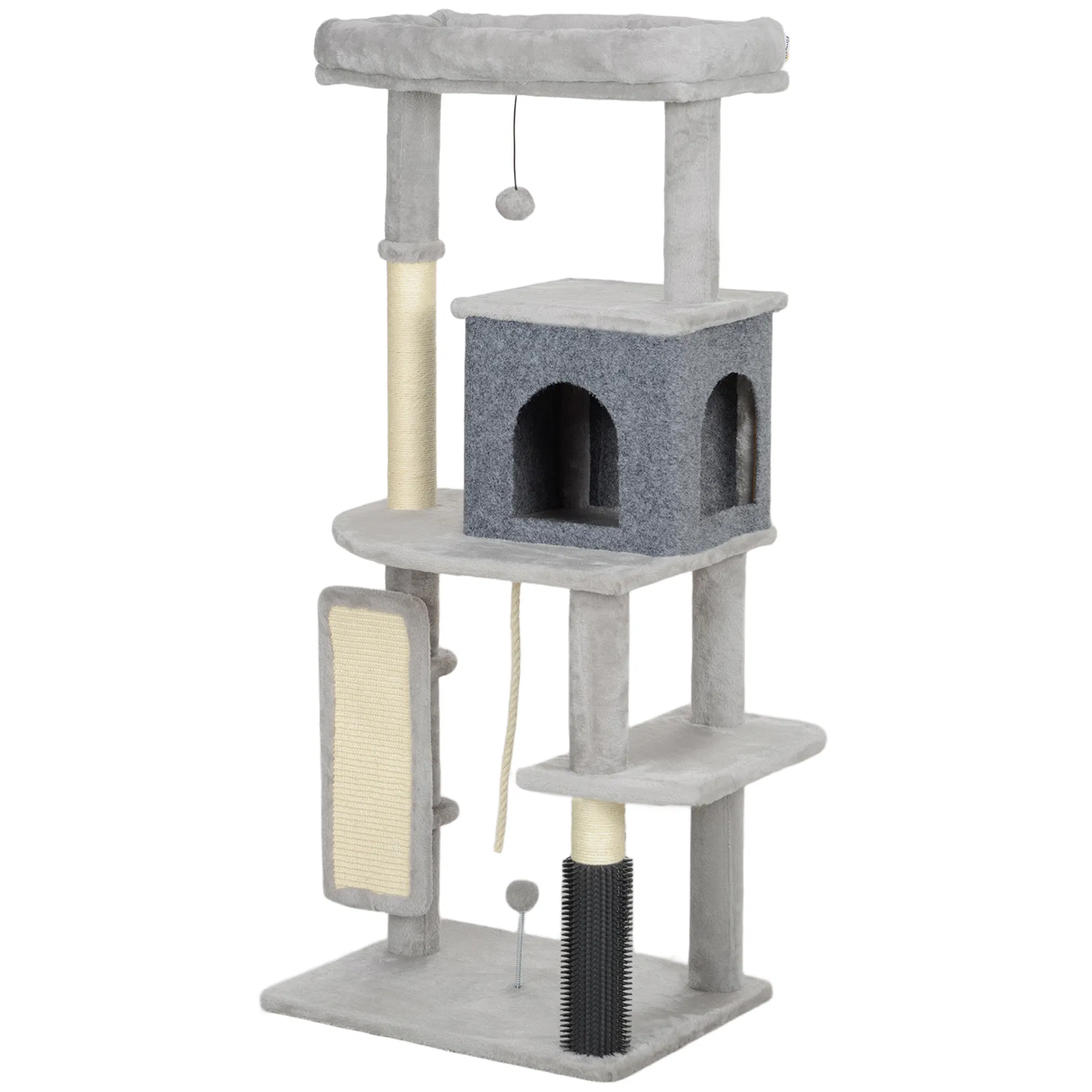 Cat Tree with Scratching Posts, Cat Bed, Condo, Grooming Brush, Jumping Platforms, Toy Balls, Anti-tip Kit — image 1