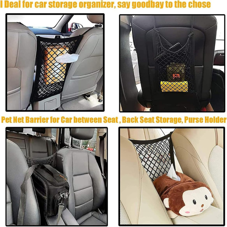 Dog Car Net Barrier Pet Barrier With Car Mesh Organizer For Dog Child, Safety Divider With Upgraded Storage Pouch, Easy Install — image 2