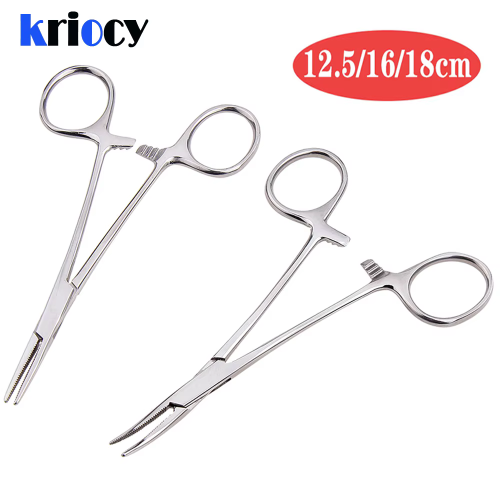Herramienta manual 12.5 16 18cm Pinzas Hemostáticas Tijeras para Pelo de Mascotas Ajuste de Pescar Pinzas de Presión de Corte Curvado/Punta Recta — imagen 1