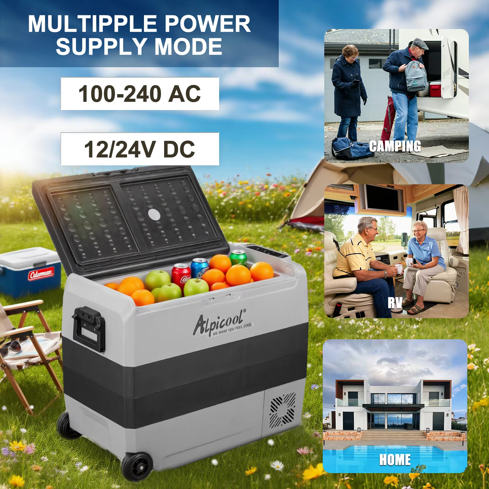 Alpicool T60 Dual Temperature Control 12 Volt Refrigerator 63 Quart Portable Car Fridge Freezer (-4°F~68°F) for Truck, RV, Boat — image 5
