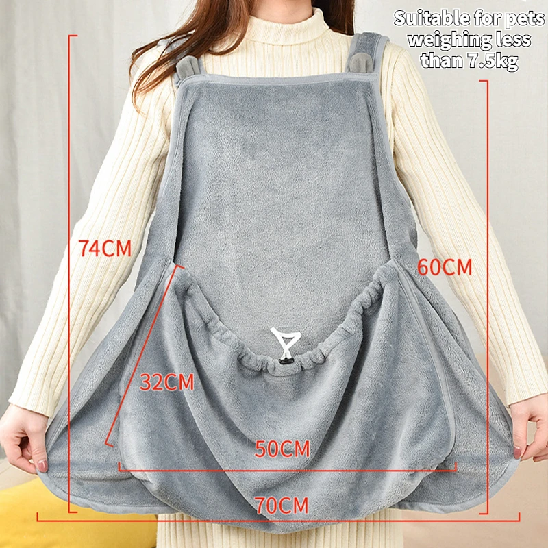 Pet transport apron, hanging chest bag for cats and puppies, plush, winter supplies — image 6