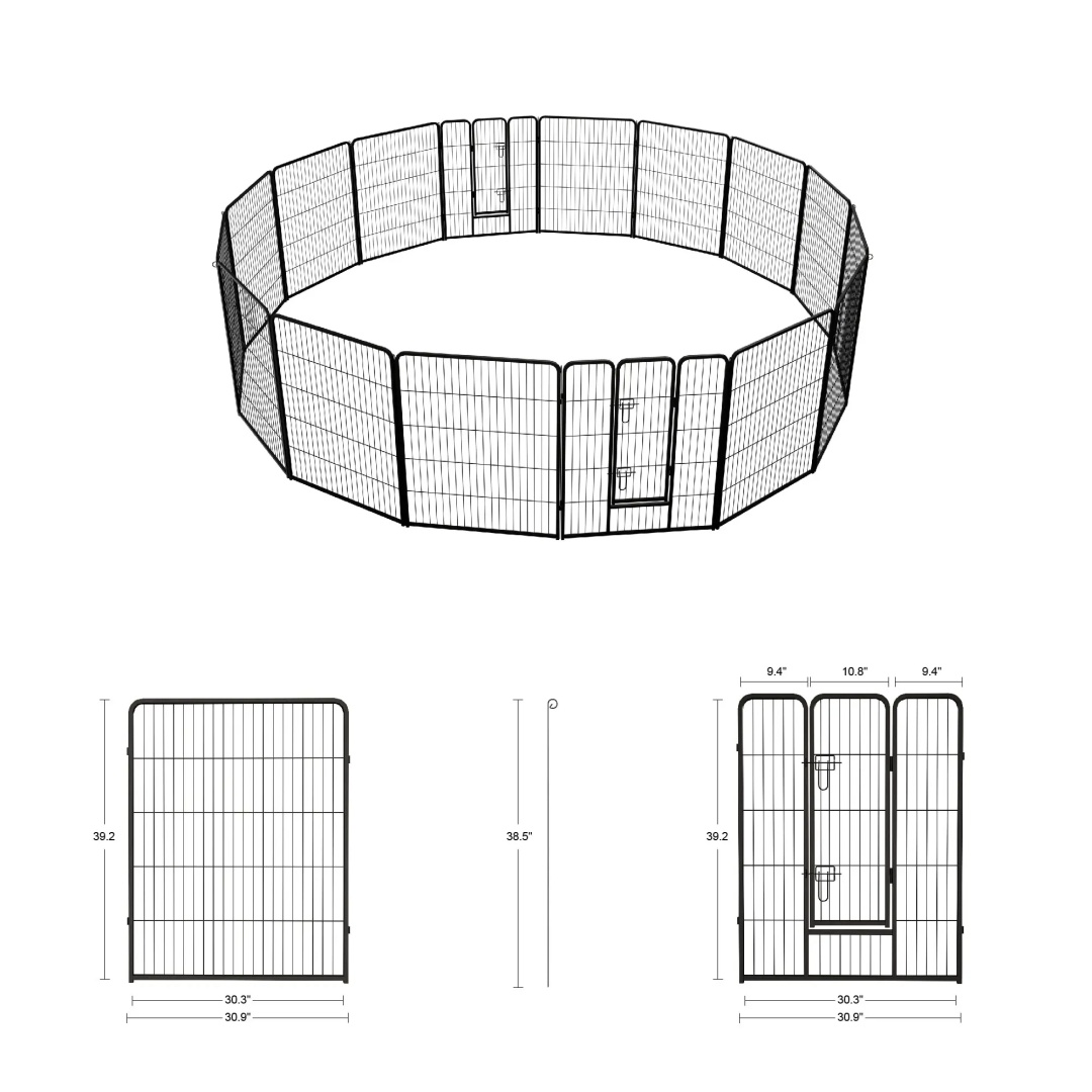 Cubo de Juego para Perros, 40 Pulgadas - 16 Paneles, Corral para Perros Grande/Medio/Pequeño con Puertas Reversibles para Caravana, Camping y Jardín — imagen 4