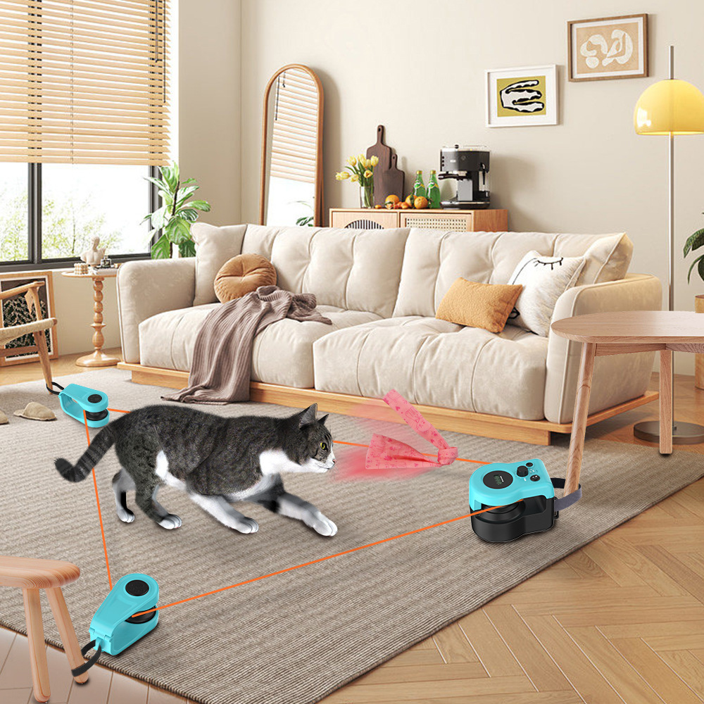 Interactive Remote Control Cat Toy with Feather, Electric Cat Wand for Indoor Play and Exercise Cat Running Machine for Weight Loss — image 2