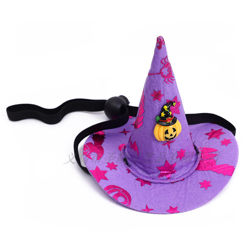 Halloween Spider Web Witch Hat Elastic Hair with Pet Supplies Dog Cat Pumpkin Bat Hat Hair Accessories — image 7