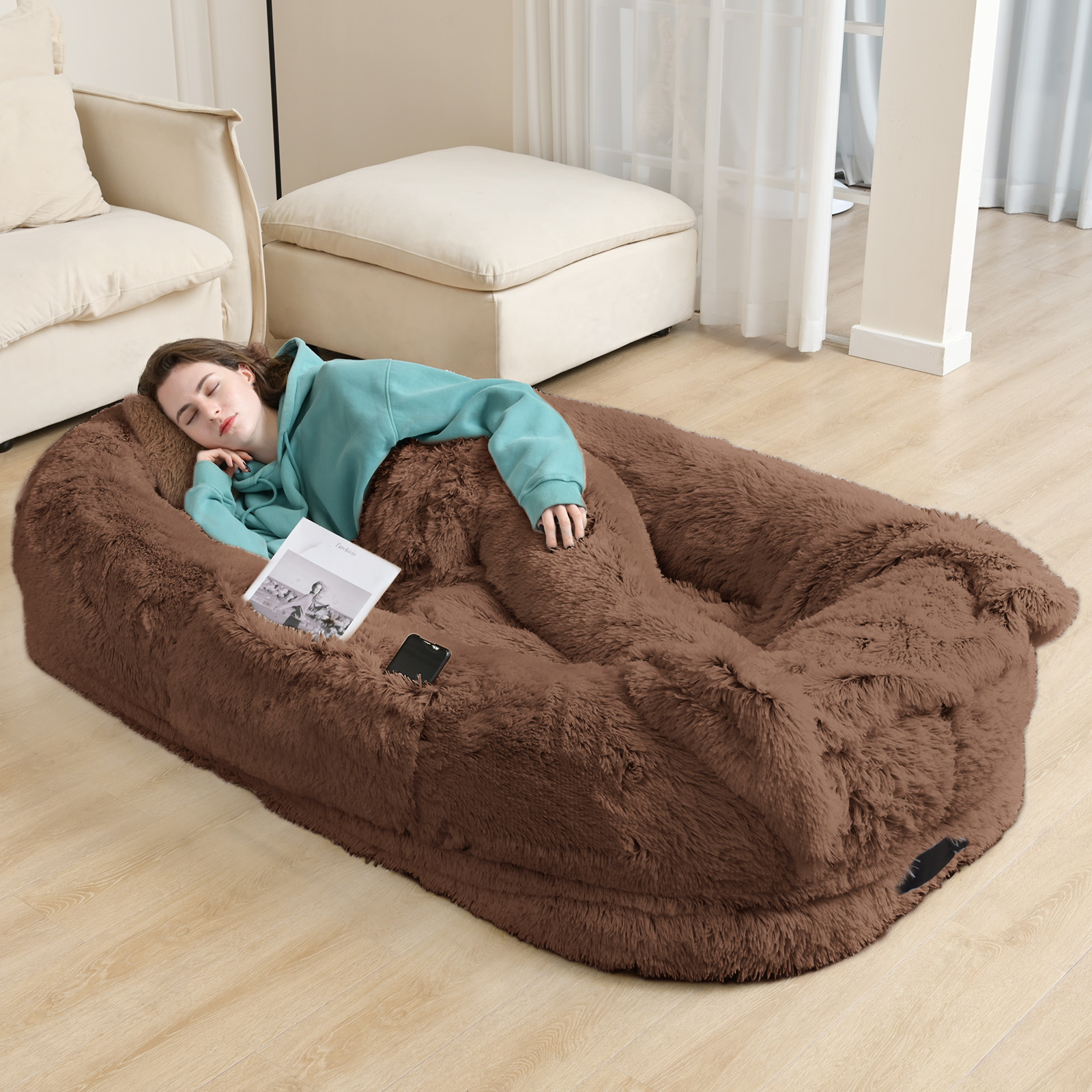 Cama para Adultos y Mascotas de Gran Tamaño: Colchón de Felpa Sofocreado con Soporte Ortopédico — imagen 14