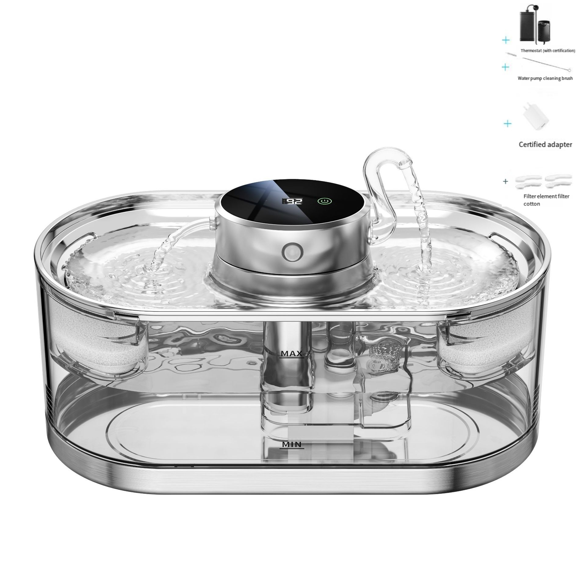 Dispensador inteligente de agua para mascotas, inalámbrico, circulante, recargable y silencioso, dispensador de agua en vivo para gatos sin enchufe — imagen 3